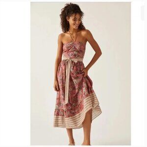Anthropologie Let Me Be Boho Halter Maxi Dress Floral Paisley Vacation Flowy